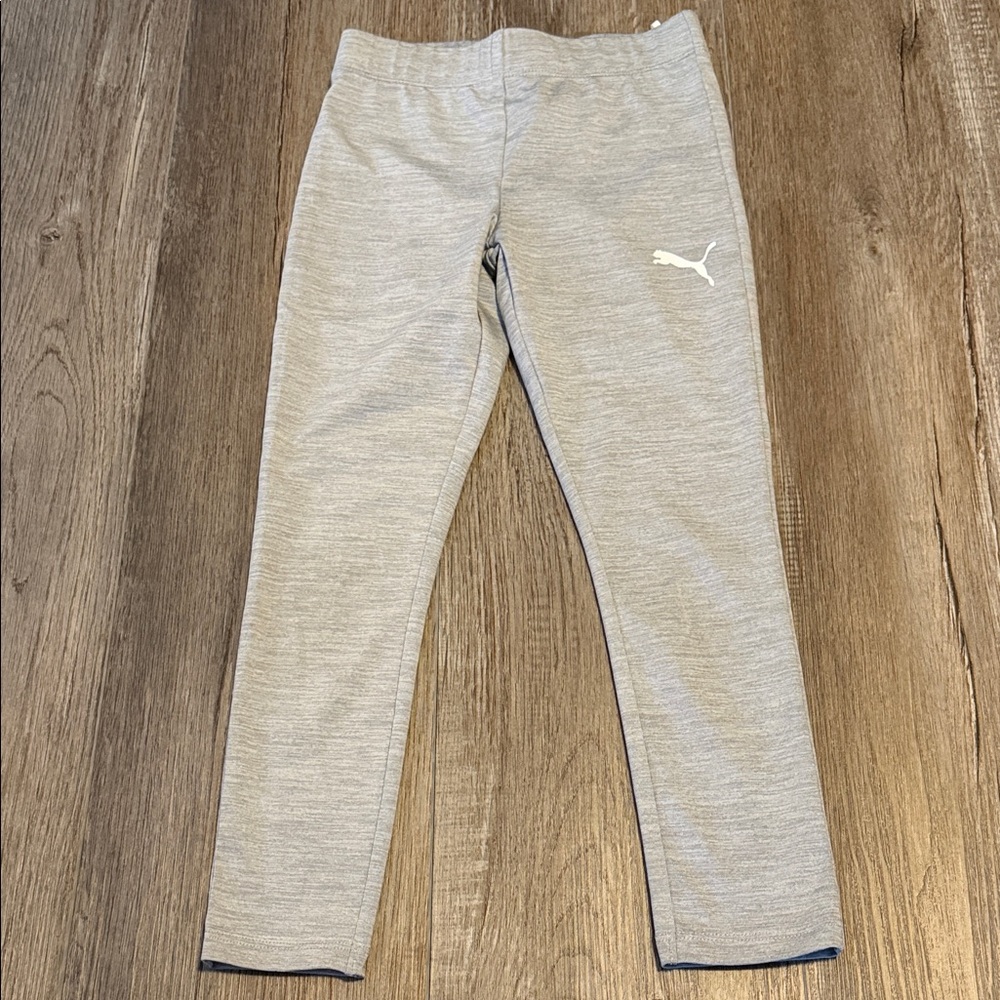 Puma Light Gray Girls' Active Leggings with White Logo